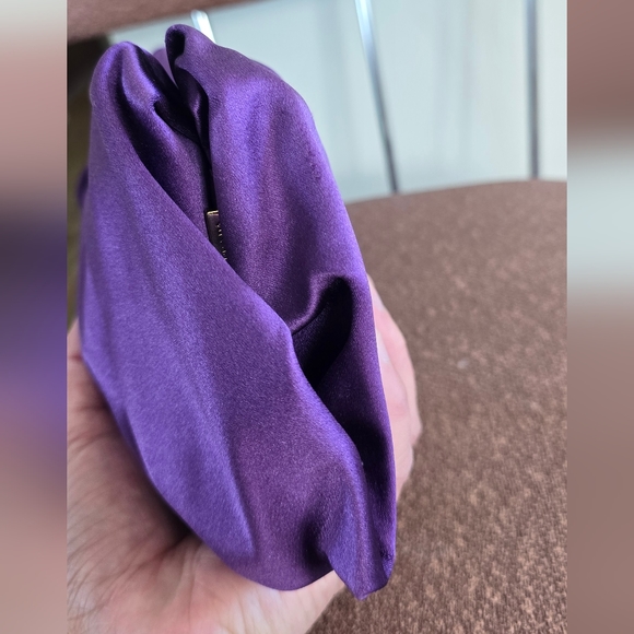 Prada Purple Satin Pleated Raso Clutch - Picture 9 of 13